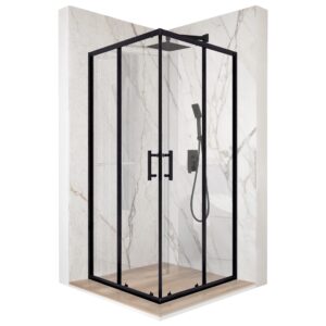 Kabina prysznicowa A1 kwadratowa przesuwna czarna 80x80cm