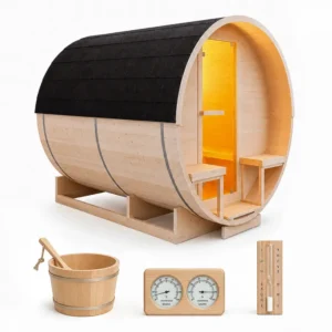 Sauna ogrodowa beczka 220x330cm z przedsionkiem - bez pieca