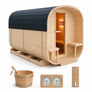 Sauna ogrodowa kwadratowa 220x340cm z przedsionkiem - bez pieca