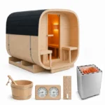 Sauna ogrodowa kwadratowa 220x240cm z piecem elektrycznym 12kW