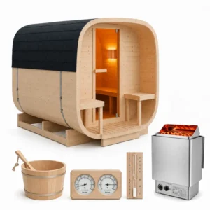 Sauna ogrodowa kwadratowa 220x240cm z piecem elektrycznym 9kW