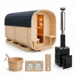 Sauna ogrodowa z piecem na drewno 220x340cm z przedsionkiem - kwadratowa