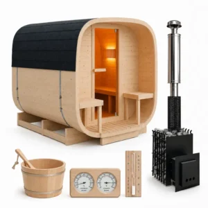 Sauna ogrodowa z piecem na drewno 220x240cm - kwadratowa