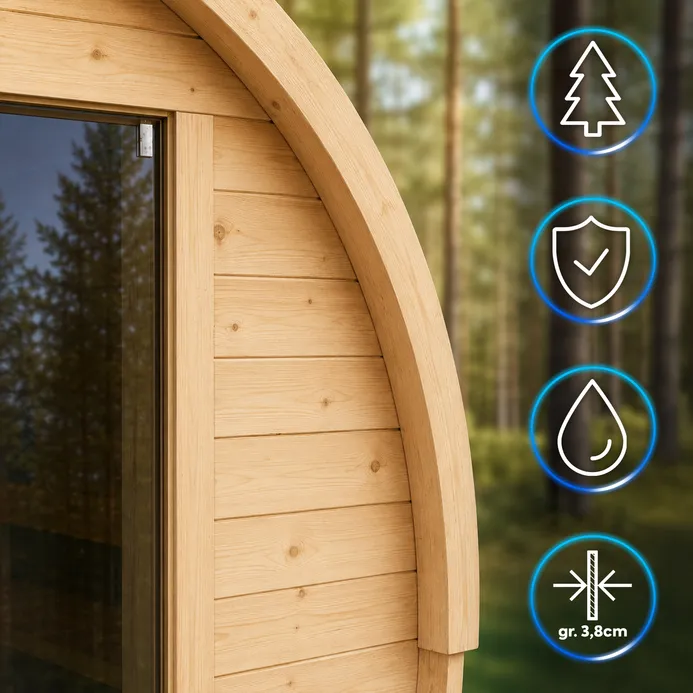 sauna beczka z piecem elektrycznym ze świerka skandynawskiego