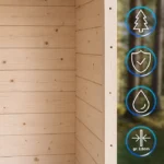 sauna kwadratowa z piecem elektrycznym ze świerka skandynawskiego