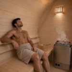sauna beczka z piecem elektrycznym 9kW w środku