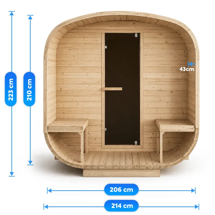 sauna ogrodowa z piecem na drewno wymiary