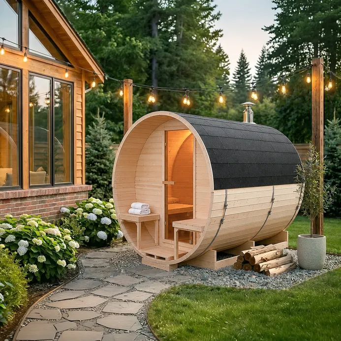 Sauna ogrodowa beczka 220x340